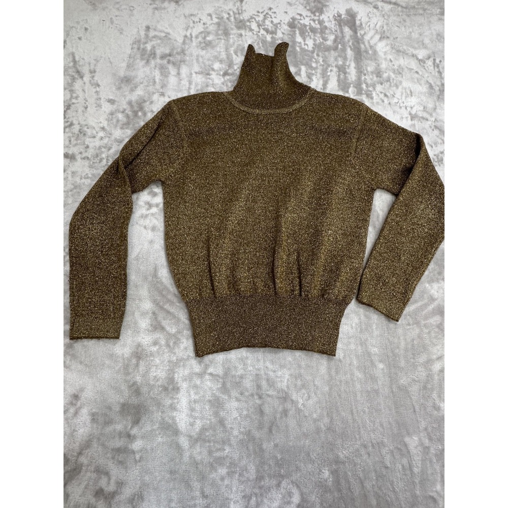 Premiere Collection Petites Turtleneck‎ Sweater Women's Small Gold Merino Wool